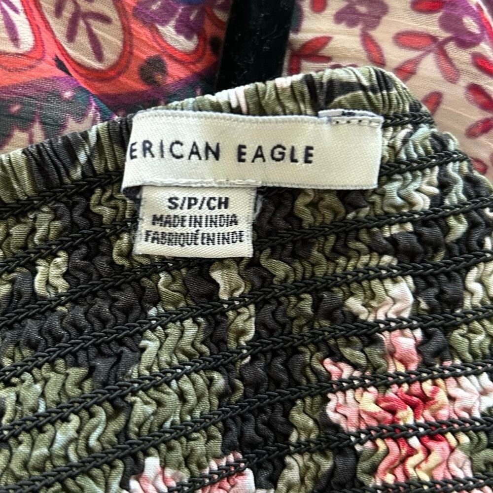 American Eagle Tropical Floral Crop Tank Summer Beachy Small - Picture 3 of 4